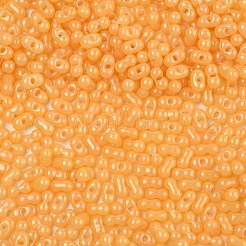 焼付塗装ガラスシードビーズ  ピーナッツ  オレンジ  6x3.5x3mm  穴：1mm  約4500個/ポンド&nbsp;SEED-L011-09A-04