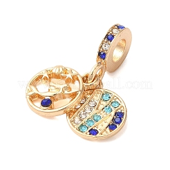 Rack Plating Alloy Colorful Rhinestone European Dangle Charms&nbsp;PALLOY-S189-43G