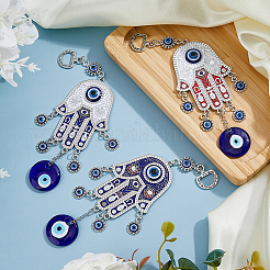 3Pcs 3 Cololrs Bohemian Tribal Metal Pendant with Devil's Eye Design Hand Keychain&nbsp;KEYC-DC0021-28