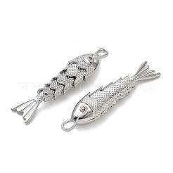 真鍮製マイクロパヴェオレンジレッドキュービックジルコニアペンダント  魚のチャーム  ラックめっき  長持ちメッキ  鉛フリー＆カドミウムフリー  プラチナ  46x10x6mm  穴：2.5x4.5mm&nbsp;KK-A269-01C-P