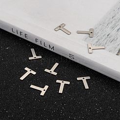 変色しにくい304ステンレススチールの文字チャーム  文字.t  11x9x0.5mm  穴：1mm&nbsp;STAS-O072-T