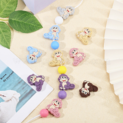 14Pcs 7 Colors Monkey Food Grade Eco-Friendly Silicone Focal Beads&nbsp;SIL-CA0003-10