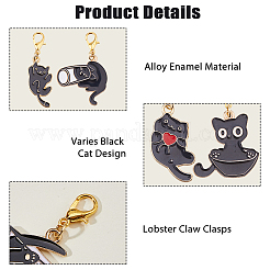24Pcs 8 Styles Cat Alloy Enamel Pendant Locking Stitch Markers&nbsp;HJEW-HS00078