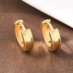 304ステンレススチールフープピアス  316サージカルステンレススチール製耳ピン付き  イオンプレーティング（ip）  ゴールドカラー  13x4mm&nbsp;EJEW-L307-06G