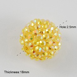 AB Color Chunky Round Resin Rhinestone Bubblegum Ball Beads&nbsp;X-RESI-S256-20mm-SAB10