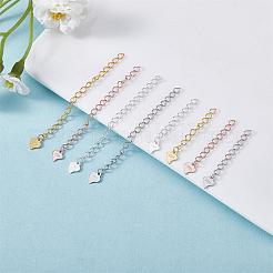 8ピース バックルなしアジャスターチェーン スターリングシルバー エクステンダーチェーン ラブハートネックレス ブレスレット アンクレット 取り外し可能なアジャスターチェーンチャーム DIYジュエリー作成アクセサリー用  ミックスカラー  30~50mm&nbsp;JX628A