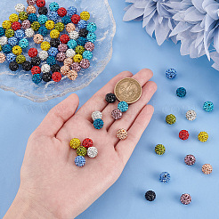 100Pcs 10 Colors Polymer Clay Pave Rhinestone Beads&nbsp;RB-OC0001-07