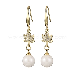 Brass Micro Pave Clear Cubic Zirconia Dangle Earrings&nbsp;EJEW-F362-09G