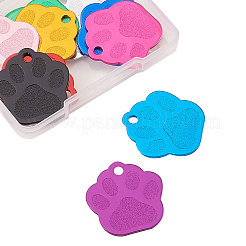 アルミ製ペンダント  空白のタグ  犬の足跡  ミックスカラー  28.5x27x1mm  穴：3mm  1pc /カラー  10色  10個/箱&nbsp;ALUM-CJ0001-10