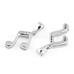 Rhodium Plated 925 Sterling Silver Micro Pave Clear Cubic Zirconia Musical Note Charms wit S925 Stamp&nbsp;STER-T007-30P