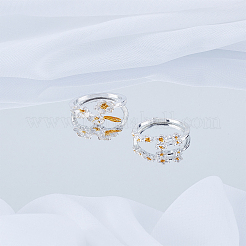 女性用合金指輪 2個 2スタイル  花  銀  9~13mm  内径：18mm  1個/スタイル&nbsp;RJEW-LP0003-58
