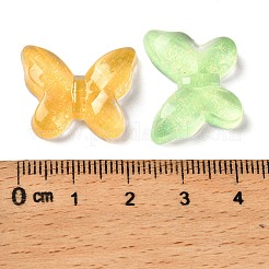 透明樹脂カボション  蝶  グリッターパウダー付き  ミックスカラー  17x21.5x6mm&nbsp;CRES-I044-06