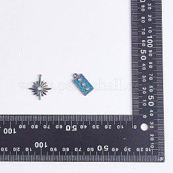 14個7スタイル304ステンレススチールペンダント  クリスタルラインストーン付き  月と星のチャーム  混合図形  虹色  12~29x7.5~25x2~3.5mm  穴：1.4~2mm  2個/スタイル&nbsp;STAS-SZ0002-78MC