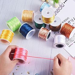 12 Rolls 12 Colors Nylon Satin Rattail Cords&nbsp;NWIR-SZ0001-03