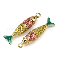 304ステンレススチールエナメルペンダント  魚  18KGP本金メッキ  イオンプレーティング（ip）  ゴールド  27.5x7x5mm  穴：1.5mm&nbsp;STAS-C150-01E