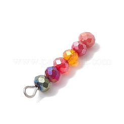 4個4色ガラスペンダント  304ステンレススチールループ付き  ラウンド  ミックスカラー  25x4.5mm  穴：1.5mm  1pc /カラー&nbsp;PALLOY-JF02630