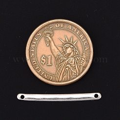 チベットスタイルのバーリンクコネクター  ジュエリーデザインのための  カドミウムフリー＆鉛フリー  ストリップ  アンティークシルバー  3x33x1mm  穴：1mm&nbsp;TIBE-A14039-AS-LF