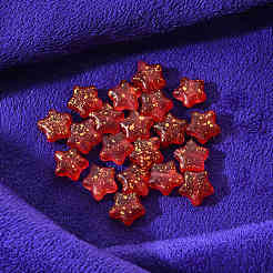20個スプレー塗装ガラスビーズ  スター  レッド  8x8.5x4mm  穴：1mm&nbsp;GLAA-YW0001-11