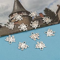 チベットスタイル亜鉛合金羊のペンダント  アンティークシルバー  15x15x2mm  穴：2mm&nbsp;PALLOY-F009-03
