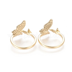 Brass Micro Pave Clear Cubic Zirconia Cuff Rings&nbsp;RJEW-F101-09G