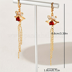 Fashionable Classic Brass Cubic Zirconia Eye Tassel Hoop Earrings&nbsp;MP5699
