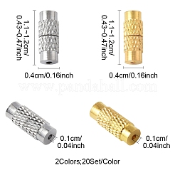 40セット2色コラム真鍮ネジ留め具  ミックスカラー  11~12x4mm  穴：1mm  20セット/カラー&nbsp;KK-FS0001-62