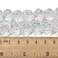 ガラスビーズ連売り  ローズ  アクア  12~12.5x14x8~8.5mm  穴：1.2mm  約57~60個/連  13.19~13.58''（33.5~34.5センチメートル）&nbsp;X-GLAA-B018-02E