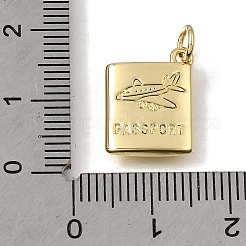 真鍮製チャーム  パスポートチャーム  鉛フリー＆カドミウムフリー  18KGP本金メッキ  15x11.5x2mm  穴：3mm&nbsp;KK-C262-34G