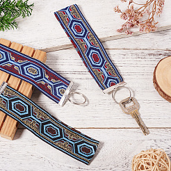 3Pcs Vintage Polyester Ribbon Keychain&nbsp;KEYC-TAC00048
