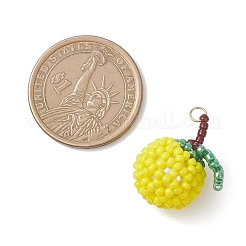 Glass Seed Beaded Orange Pendants&nbsp;PALLOY-MZ01134-01