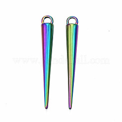 レインボーカラーアロイペンダント  カドミウムフリー＆ニッケルフリー＆鉛フリー  コーン  35.5x4.5mm  穴：2mm&nbsp;PALLOY-N163-112-NR