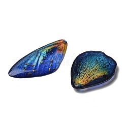 透明エポキシ樹脂製蝶の羽ペンダント4個  金箔＆グリッターパウダー入り  ブルー  29~39.5x18.5~23x2.5~3mm  穴：1.1mm&nbsp;RESI-C057-05D