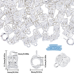 160 個のチベットスタイル合金チューブベイル  ループベイル  カドミウムフリー＆鉛フリー  銀  11.5x6x8mm  穴：2mm  内径：4.3x4.4mm&nbsp;FIND-SP0001-76A