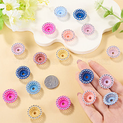 アクリル＆ラインストーンビーズキャップ60個  花  ミックスカラー  21x8mm  穴：3.5mm&nbsp;MACR-TA0002-78