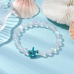 Beach Starfish Dyed Synthetic Turquoise Bead Bracelets&nbsp;BJEW-JB10252-02