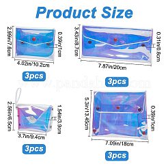 12個 4スタイル レーザー虹色 PVC 小型財布  小銭入れ  イヤホン用  お金  長方形  クリアAB  6.5~13.45x9.4~20x0.8~3.9cm  3個/スタイル&nbsp;AJEW-CP0005-51