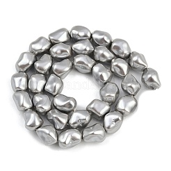 電気めっきシェルパールビーズ連売り  ナゲット  銀  11~12x8~10x8~10mm  穴：1.5mm  約37個/連  15.94''（40.5センチメートル）&nbsp;BSHE-H113-05B