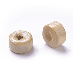 天然メープルウッドビーズ  無鉛の  フラットラウンド  染め  ベージュ  6x3mm  穴：2mm  約2954個/200g&nbsp;X-WOOD-S610-7-LF