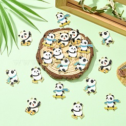 20 個 4 スタイル ラック メッキ合金エナメル ペンダント  パンダチャーム  カドミウムフリー＆ニッケルフリー＆鉛フリー  ライトゴールド  ミックスカラー  29~31x21~29x1.5~2mm  穴：1.8~2mm  5個/スタイル&nbsp;ENAM-YW0009-45
