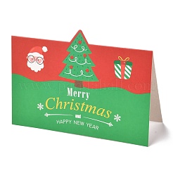クリスマスのテーマのグリーティングカード  白い空白の封筒で  クリスマスギフトカード  ライムグリーン  クリスマスツリー模様  100x140x0.3mm&nbsp;DIY-M022-01E