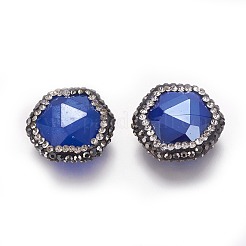 カット加工ガラスビーズ  ポリマークレイラインストーン付き  混合図形  ミックスカラー  18~20x18~19x8mm  穴：0.8mm&nbsp;RB-F031-09