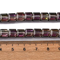 電気メッキガラスビーズセット  キューブ  多面カット  マゼンタ  7x7x7mm  穴：1.4mm  約99個/連  27.44''（69.7センチメートル）&nbsp;EGLA-H108-01A-HP04