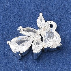Brass Micro Pave Clear Cubic Zirconia Charms&nbsp;KK-R219-31S