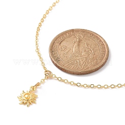 Brass Sun Pendant Lariat Necklace with Cable Chains for Women&nbsp;NJEW-JN04141