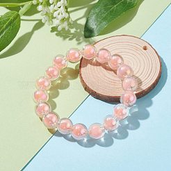 子供のための透明なアクリルビーズストレッチブレスレット  二層ビーズ  ラウンド  ミックスカラー  3/8インチ（0.95cm）  内径：1-3/4インチ（4.5cm）&nbsp;BJEW-JB06510