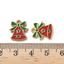 304ステンレススチールエナメルペンダント  クリスマステーマのチャーム  イオンプレーティング（ip）  18KGP本金メッキ  クリスマス鐘  14.5x13x1.5mm  穴：1.2mm&nbsp;STAS-L300-012G-08