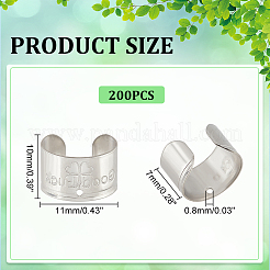 304ステンレススチール製イヤーカフ金具200個  穴とクローバーの模様で  聖パトリックの日のために  ステンレス鋼色  11x10x7mm  穴：0.8mm&nbsp;FIND-DC0002-20