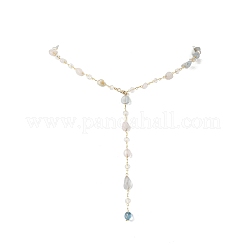 Handmade Natural Morganite Beaded Chains Earring & Necklaces Sets&nbsp;SJEW-JS01342-01