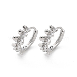 真鍮クリアキュービックジルコニアフープピアス  リング  プラチナ  15.5x15.5x6mm&nbsp;EJEW-Q014-24P