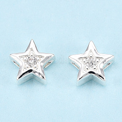 Brass Micro Pave Cubic Zirconia Beads&nbsp;FIND-Z035-17S